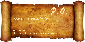 Poksi Ozsvát névjegykártya